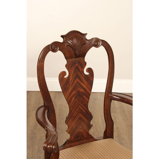 Councill Furniture Queen Anne Style Pair of Carved Mahogany Armchairs For Sale - Image 4 of 12