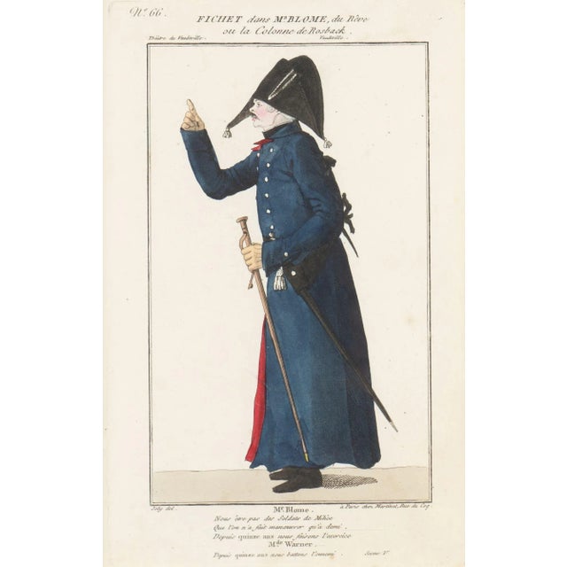Pair of French Hand Colored Theatrical Engravings, C. 1800 For Sale - Image 9 of 12