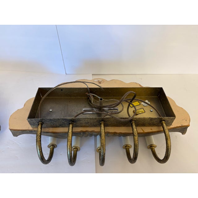 Vintage Large Swedish Style Shell-Form Wall Sconces-a Pair For Sale - Image 4 of 7