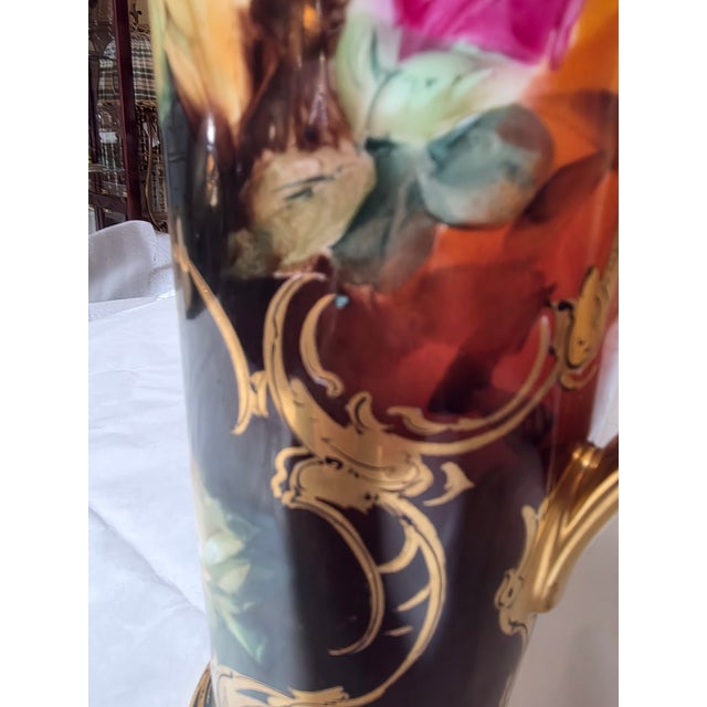1920s Antique Pickard T &V Hand Painted Limoges Pitcher For Sale - Image 5 of 10