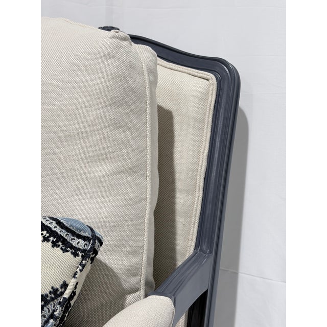 Custom French Bergère Lounge Chairs With Ottoman For Sale In New York - Image 6 of 12