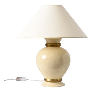 Cream Crackle Glaze Table Lamp from Le Dauphin, 1990s For Sale