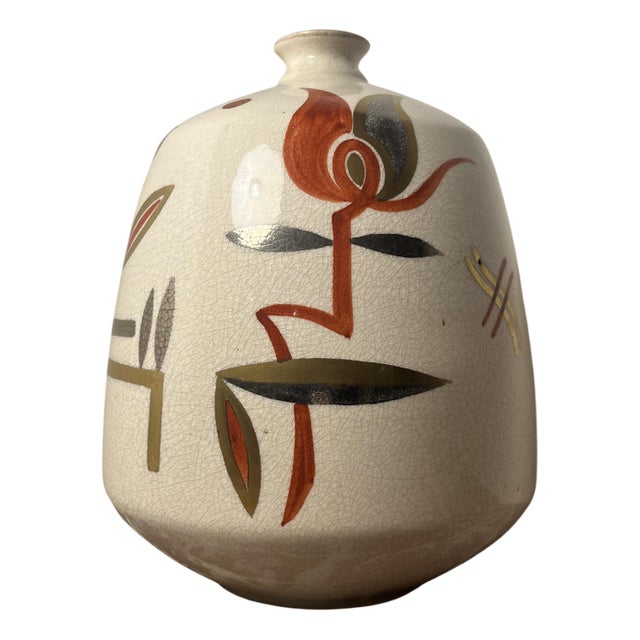 Ceramic Vase with Crackled Enamel from Gustave Asch, 1890s For Sale