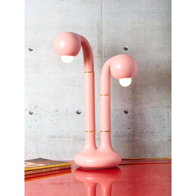 Entler Studio Pink Ceramic 2-Globe Table Lamp For Sale - Image 4 of 4