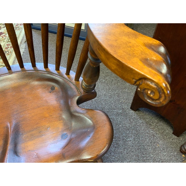Wood 20th Century Reproduction of Antique Windsor Low Back Arm Chair For Sale - Image 7 of 10