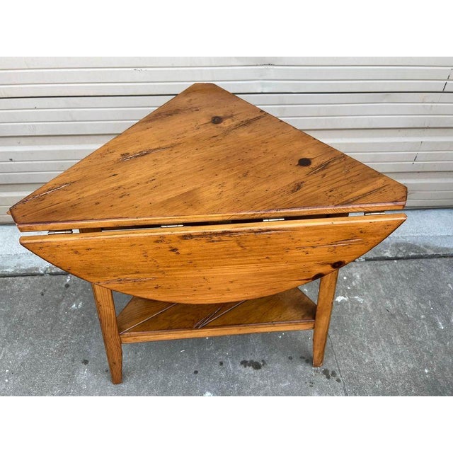 Farmhouse Vintage Early American Style Maple Handkerchief Side Table. For Sale - Image 3 of 17