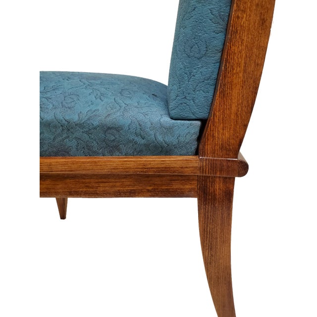 Mid 20th Century Set of Six Original French Mid Century Tall Back Dining Chairs With Nickel Mounts For Sale In New York - Image 6 of 13