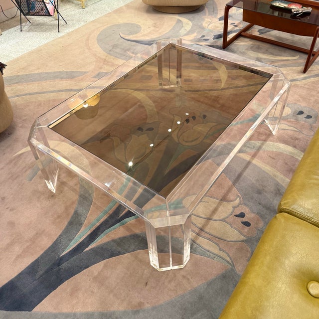 Vintage Lucite and Smoked Glass Coffee Table by Les Prismatique For Sale - Image 12 of 12