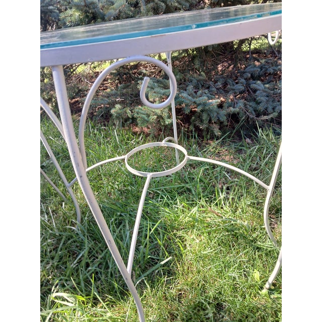 1970s 1970s Plantation Patterns Wrought Iron Bistro Patio 3 Pc Set, Daisy Design For Sale - Image 5 of 7