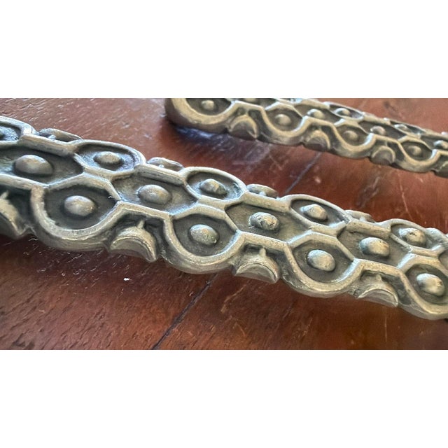 Metal Vintage David Anderson Norway Pewter Salad Utensils Hefty Weight For Sale - Image 7 of 10