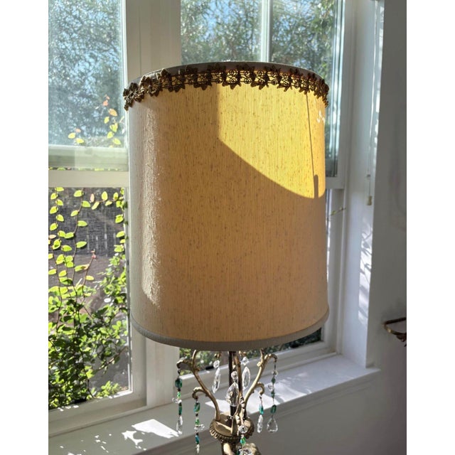 Vintage Hollywood Regency Cherub Lamp With Crystal Prisms, 41” For Sale - Image 4 of 10