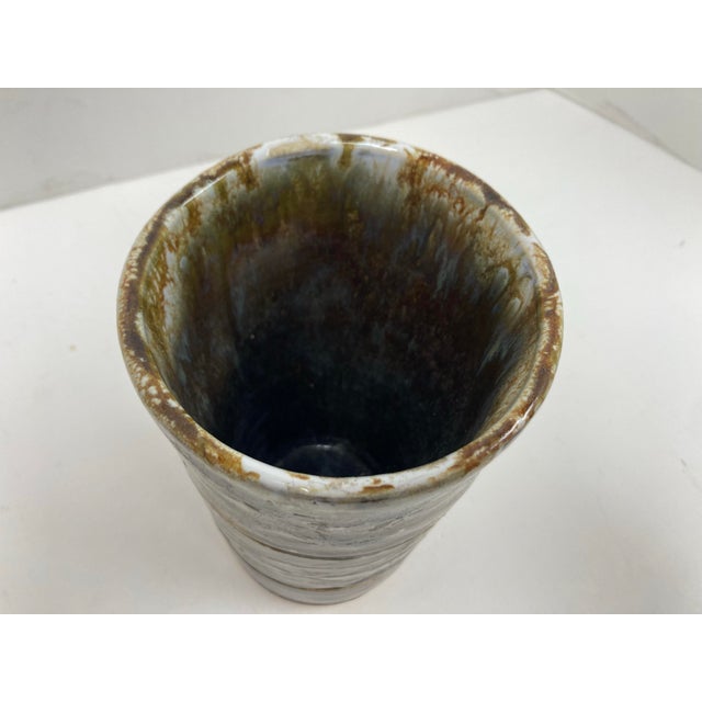 Mid-Century Modern Mid Century Beaker Form Glazed Ceramic Vase For Sale - Image 3 of 7