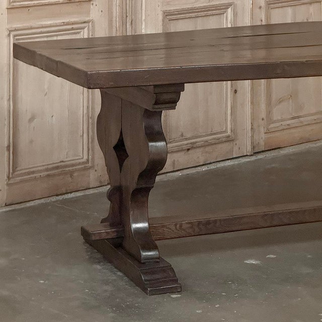 Antique Rustic Italian Style Trestle Farm Table For Sale - Image 11 of 17