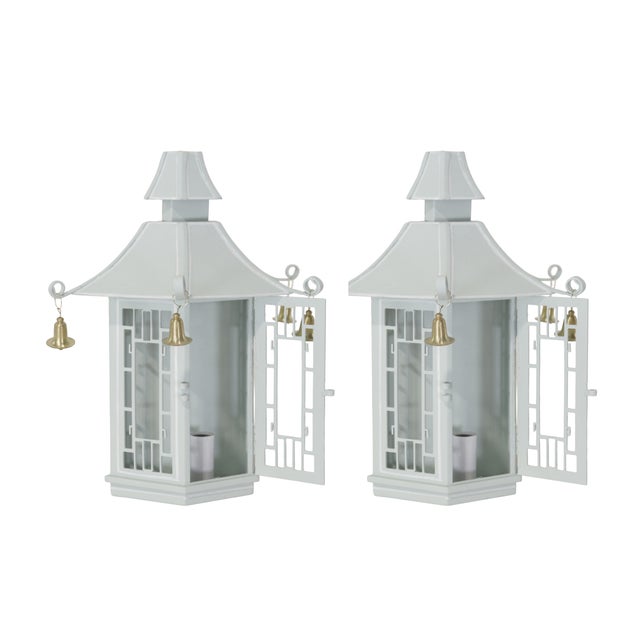 A pair of vintage miniature wall sconces, the essence of classic Chinoiserie, French elegance, and Eastern classicism. The...