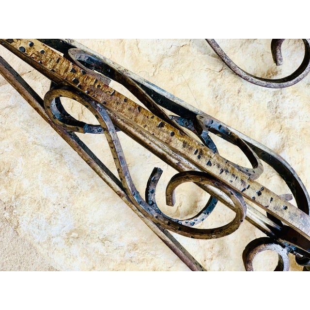 Rustic European Vintage French Scrollwork Iron Table Lamps- a Pair For Sale - Image 3 of 12