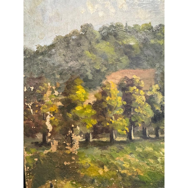 French 19th c Oil of Castle For Sale - Image 4 of 4