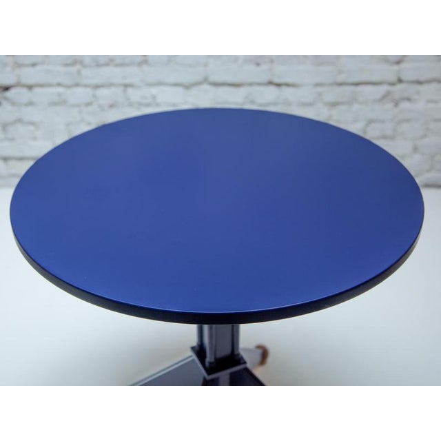 Postmodern Navy Blue Lacquered Wood Pedestal Side Table, 1980s For Sale - Image 13 of 14