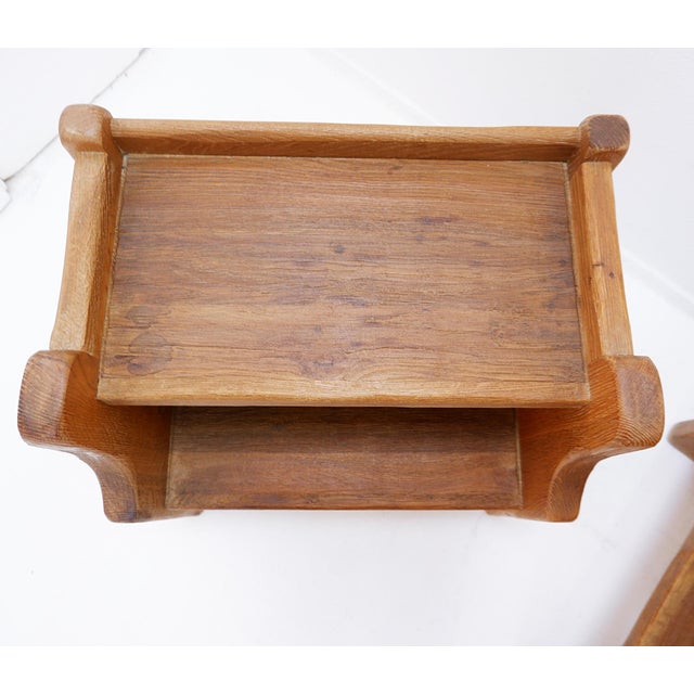 Brutalist - Chalet - Wabi Sabi Decoration Measures : 56x40cm H:56cm Pair of solid oak modernist and Brutalist bedside...