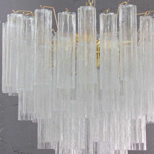 Gold Murano Clear Glass Tronchi Chandelier, 1990s For Sale - Image 8 of 11