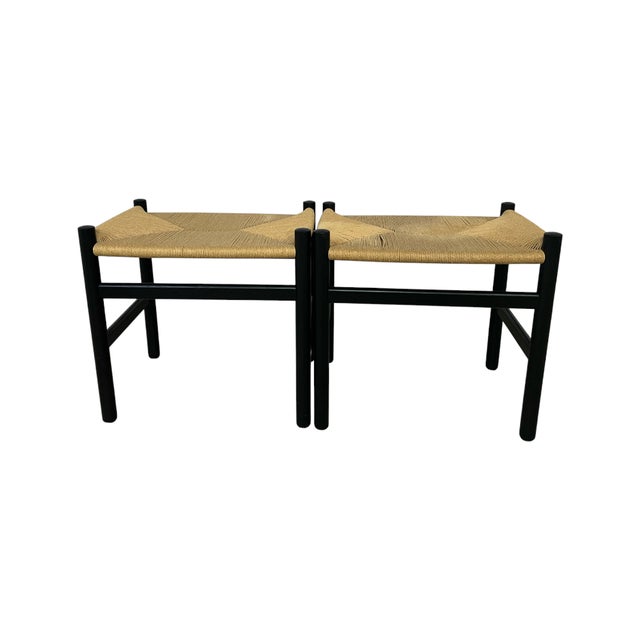 Mid-Century Modern J16 Footstool Attributed to Hans J. Wegner Set of 2 For Sale - Image 3 of 8