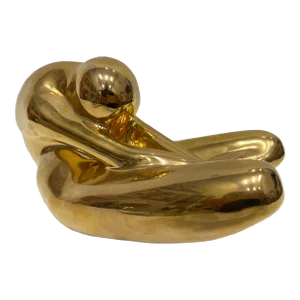 1970's 18k Gold Glazed American Modern Ceramic Figure by Jaru of California