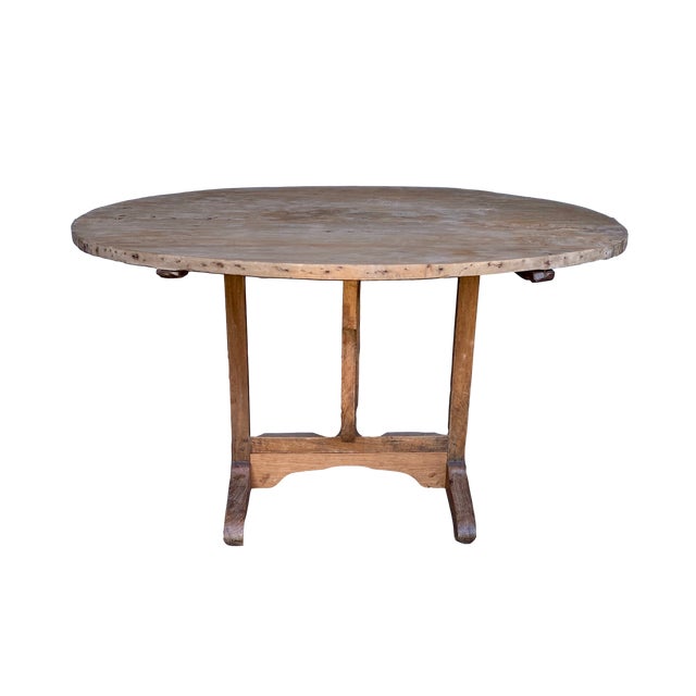 French Bleached Oak Wine Tasting Table For Sale In Los Angeles - Image 6 of 12