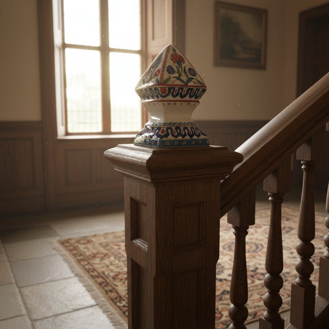 Handmade Ceramic “Newel Post Finial” (Tırabzan) Art Object (10cm) Traditional Ottoman Architectural Form – Solid Decorative Sculpture For Sale - Image 4 of 7