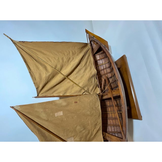 Wood Antique Model of a Sailing Launch For Sale - Image 7 of 12