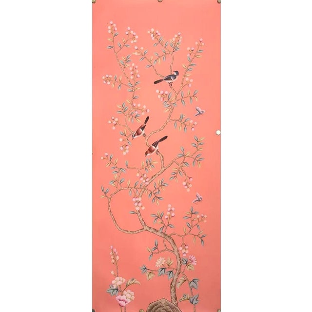 Chinoiserie Chinoiserie Wallpaper Panel – Hand Painted Floral Bird Wall Mural, Luxury Wall Decor For Sale - Image 3 of 11