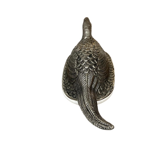 Farmhouse Godinger Pheasant Silverplate and Ceramic Butter Dish For Sale - Image 3 of 7