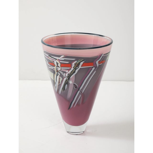 1981 Rick Bernstein Art-Glass Modernist Vase For Sale - Image 9 of 11