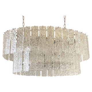 Large Oval Diamond Listelli Murano Glass Chandelier from Simoeng For Sale