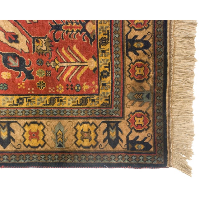 Textile Vintage Indian Kazak Design Square Rug - 4'9" X 5'6" For Sale - Image 7 of 9