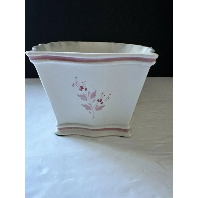 Shabby Chic Vintage Italian Pink and White Octagon Planter Cache Pot For Sale - Image 3 of 11