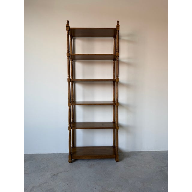Hollywood Regency Vintage Heritage Hollywood Regency Solid Walnut Six-Tier Etagere For Sale - Image 3 of 12