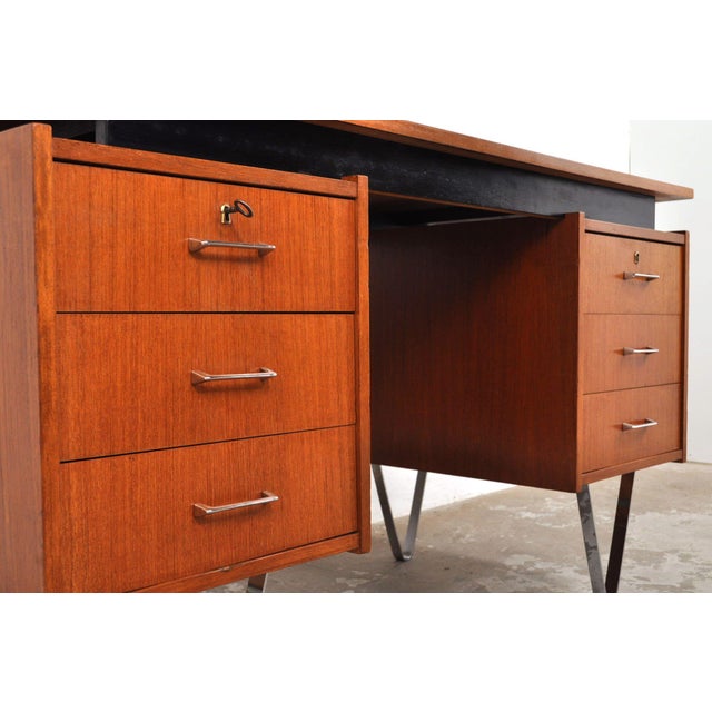 Brown Mid-Century Teak Desk from Tijsseling Nijkerk, 1960s For Sale - Image 8 of 15