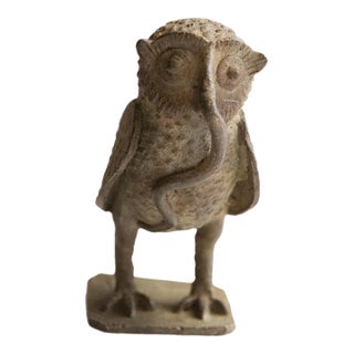 Vintage African Owl With Snake Sculpture For Sale