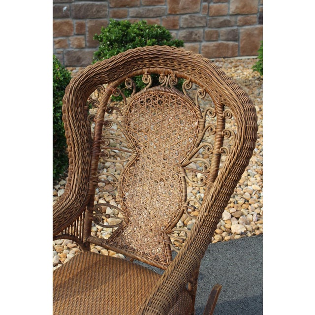 Antique Heywood Brothers & Company Wicker Rocking Chair For Sale - Image 17 of 18