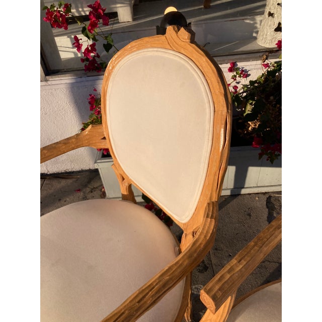 Tan Faux Bois French Style Fauteuils Arm Dining Chairs- A Pair -B For Sale - Image 8 of 16