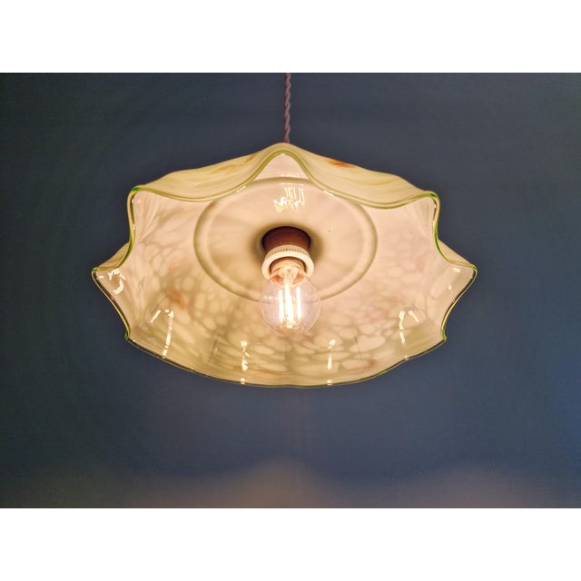 Art Deco Pendant Light in Green Marbled Opaline Glass, 1920s-1930s For Sale - Image 11 of 12