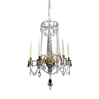 Neoclassical Chandelier in Bronze and Crystal For Sale