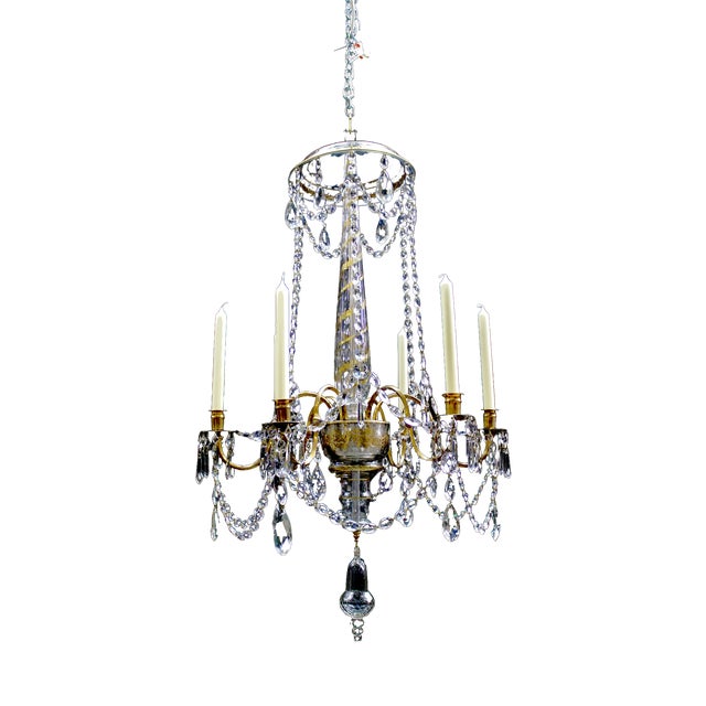 Neoclassical Chandelier in Bronze and Crystal For Sale