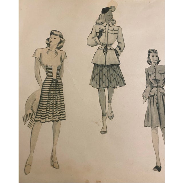 Fashion Print 1940’s Illustration, Original For Sale - Image 4 of 8