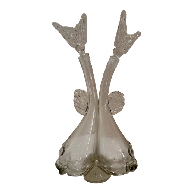 Vintage 1950s Murano Glass Fish Cruet Set – Handblown Italian Art Glass For Sale