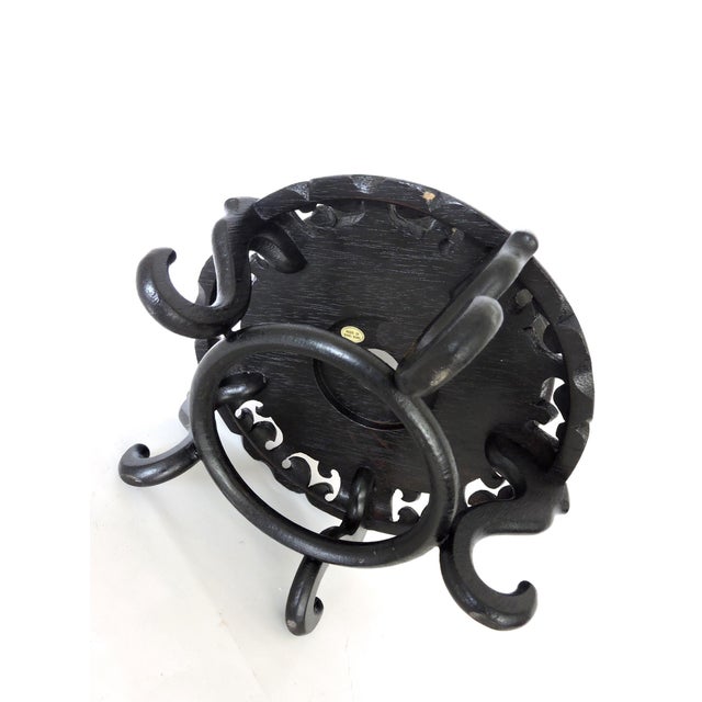 1980's Vintage Hong Kong Chinese Rosewood Display Stand Pedestal 5.5" For Sale - Image 4 of 4