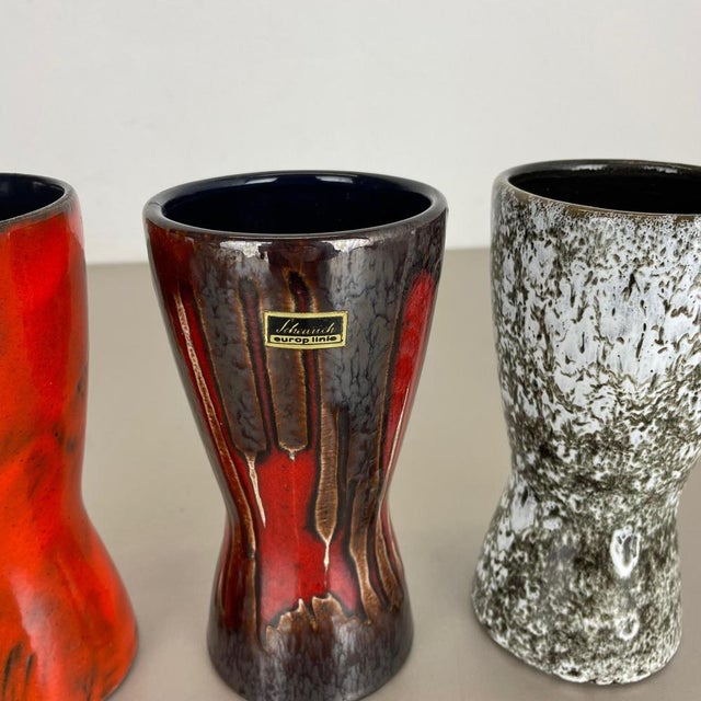Red Vintage Pottery Fat Lava Vases from Scheurich, Germany, 1970s, Set of 4 For Sale - Image 8 of 18