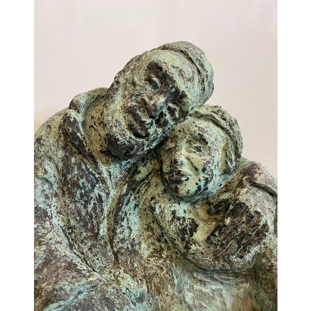 Nicky Imber, Heavy Bronze Sculpture Austrian Israeli judaica Jewish Couple Bench Nicky Imber, c.1960s For Sale - Image 14 of 16