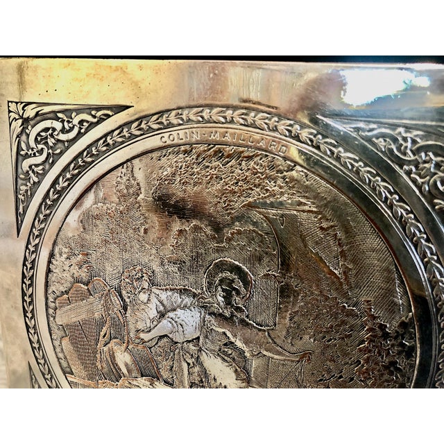 Metal Antique French Silver-Plated Jewelry or Trinket Box For Sale - Image 7 of 10