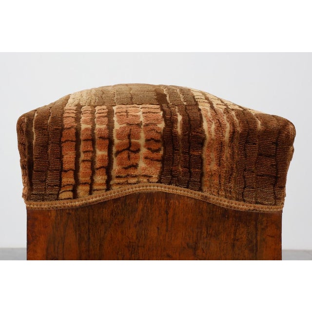 Brown Art Deco Walnut Ottoman with Velvet Upholstery, Italy, 1920s For Sale - Image 8 of 13