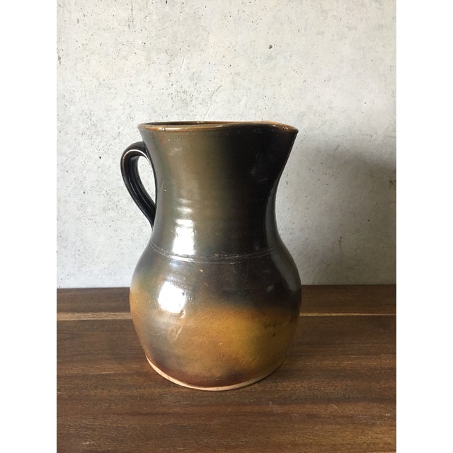 Large Antique Rustic Stoneware Ceramic Pitcher | Chairish